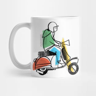 Retro Scooter, Classic Scooter, Scooterist, Scootering, Scooter Rider, Mod Art Mug